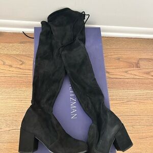 Stuart Weitzman Black Suede Tieland Over-the-knee Boots